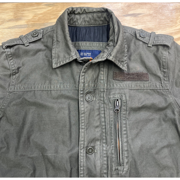 American Eagle Y2K Field Jacket Green Military Chore Men's Medium Distressed - Picture 2 of 16